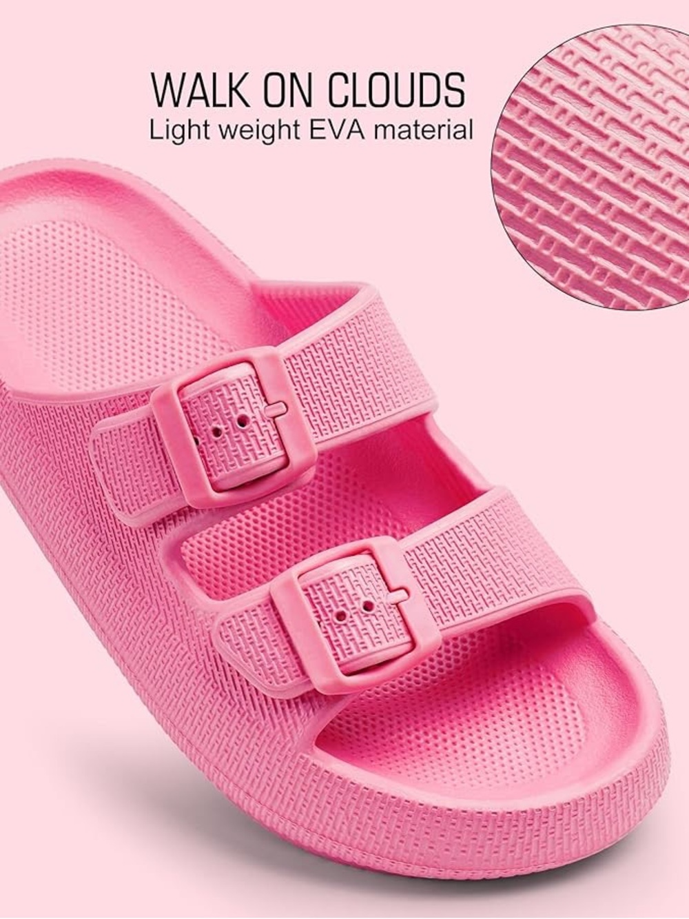 Harvest land Pink EVA Double-Buckle Slide Sandals